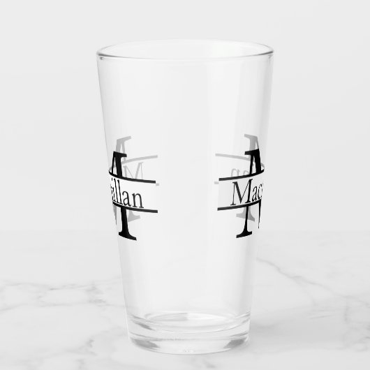 Eenvoudig gepersonaliseerd monogrammen glas (Rechts)