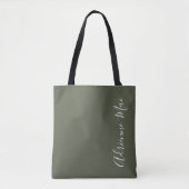 Eenvoudig gepersonaliseerd Olive Green Tote Bag (Voorkant)