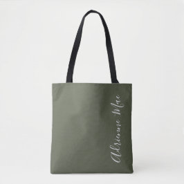 Eenvoudig gepersonaliseerd Olive Green Tote Bag