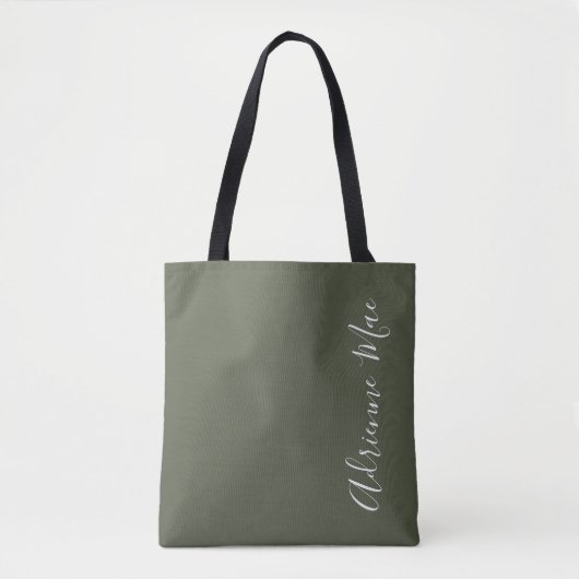 Eenvoudig gepersonaliseerd Olive Green Tote Bag (Voorkant)