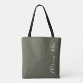 Eenvoudig gepersonaliseerd Olive Green Tote Bag (Achterkant)