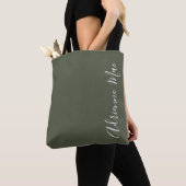 Eenvoudig gepersonaliseerd Olive Green Tote Bag (Dichtbij)