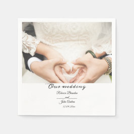 Eenvoudig gepersonaliseerd script foto bruiloft servet