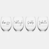 Eenvoudig gepersonaliseerd script naam bruidsmeisj wijnglas zonder voet (Voorkant)