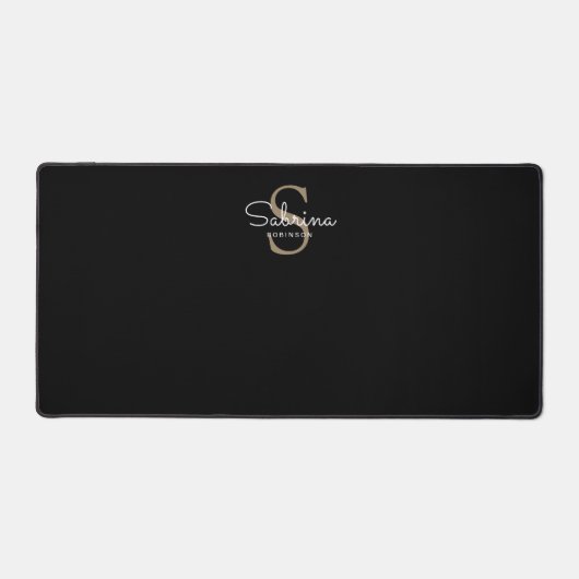 Eenvoudig gepersonaliseerd script zwart bureaumat (Voorkant)