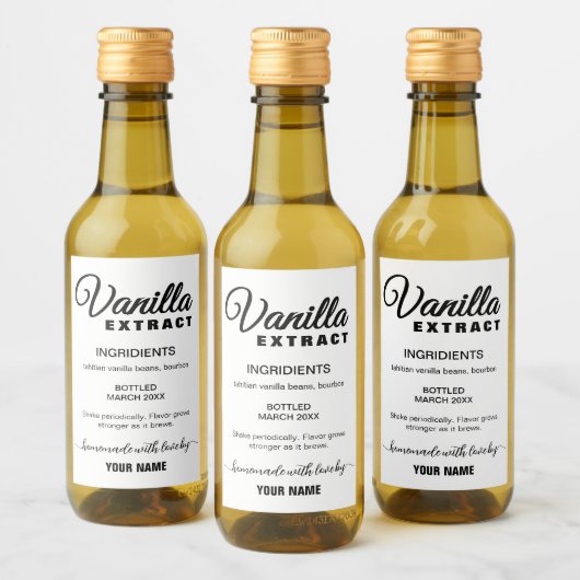 Eenvoudig gepersonaliseerd zelfgemaakt vanille-ext wijn etiket (Flessen)