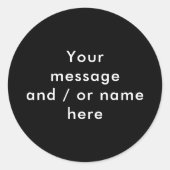Eenvoudig gepersonaliseerd zwart-wit ronde sticker (Voorkant)