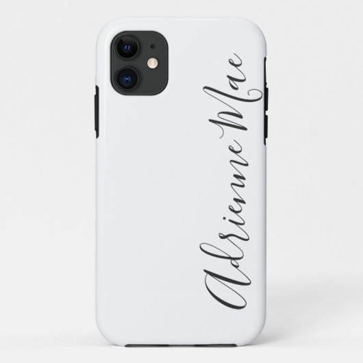 Eenvoudig gepersonaliseerde witte en houtskool Case-Mate iPhone case (Achterkant)