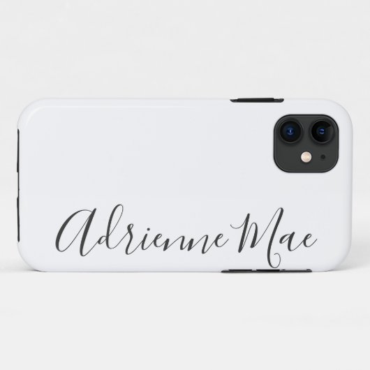 Eenvoudig gepersonaliseerde witte en houtskool Case-Mate iPhone case (Achterkant (horizontaal))