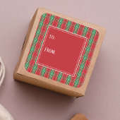 Eenvoudig geplakt vakantie rood en groen om van te vierkante sticker