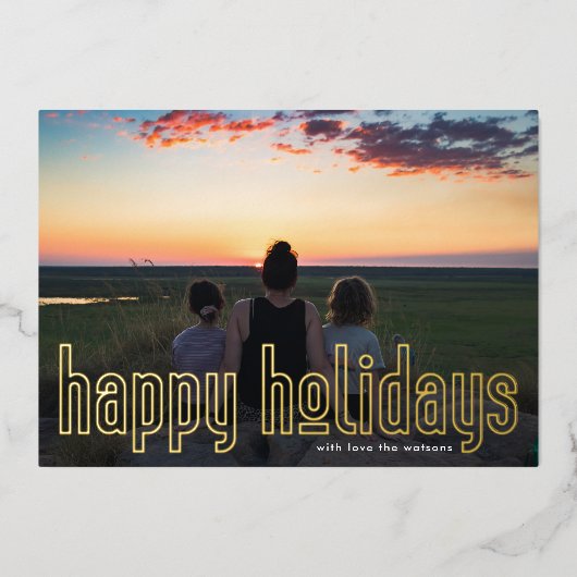 Eenvoudig geprezen GOUD Foto modern, gelukkig Folie Feestdagenkaart (Voorkant)