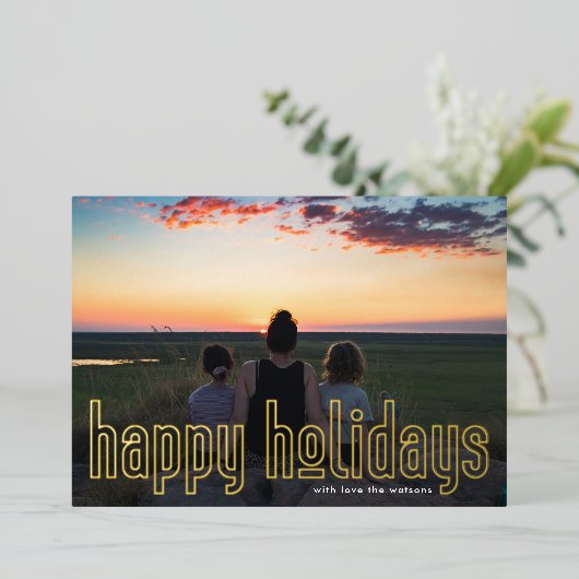 Eenvoudig geprezen GOUD Foto modern, gelukkig Folie Feestdagenkaart (Staand Voorkant)