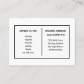 Eenvoudig gereedschap Handyman Services Visitekaar Visitekaartje (Achterkant)