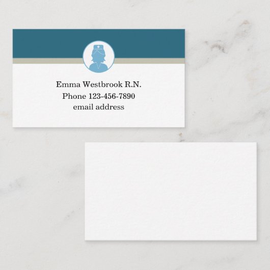 Eenvoudig geregistreerd verpleegcontact visitekaartje (Voorkant / Achterkant)