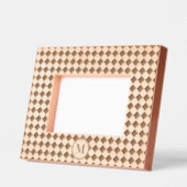 Eenvoudig geruit patroon monogram houten laser gegraveerde lijstjes (Links)