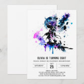 Eenvoudig geschilderd Ninja Digitaal Meisje Verjaa Kaart (Voorkant / Achterkant)