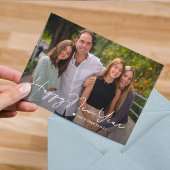 Eenvoudig geschreven gelukkig nieuwjaar fotokaart feestdagenkaart