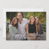 Eenvoudig geschreven gelukkig nieuwjaar fotokaart feestdagenkaart (Voorkant)