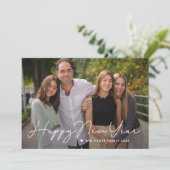 Eenvoudig geschreven gelukkig nieuwjaar fotokaart feestdagenkaart (Staand voorkant)