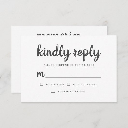 Eenvoudig geschreven herinneringen antwoord (Voorkant / Achterkant)