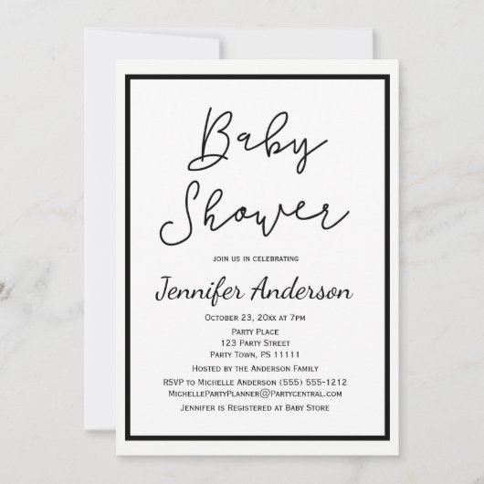 Eenvoudig geslacht neutraal zwart wit Baby shower Kaart (Voorkant)