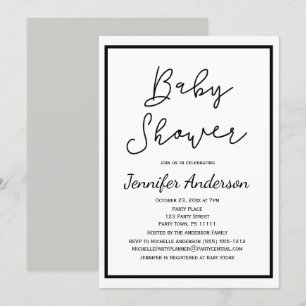 Eenvoudig geslacht neutraal zwart wit Baby shower Kaart