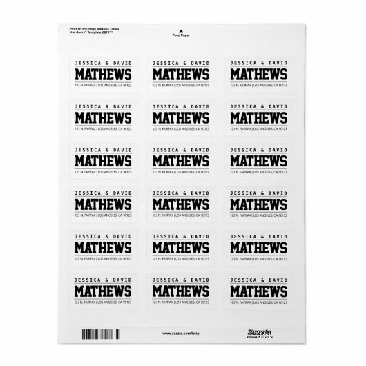 Eenvoudig gestileerde zwarte en witte bruiloft etiket (Full Sheet)