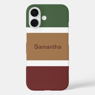 Eenvoudig gestreept herfstpatroon Persoonlijk iPhone 16 Hoesje