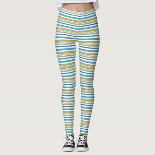 eenvoudig, gestreept patroon, met olijven en blauw leggings (Voorkant)
