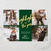 Eenvoudig gestreken script, groen fotocollage folie feestdagenkaart (Voorkant)