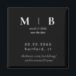 Eenvoudig Gestroomlijnd Monogram B/W Bruiloft Bewa Magneet<br><div class="desc">Hedendaagse zwart-wit monogram bruiloft Save the Date Magnet. Eenvoudig.</div>