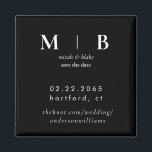 Eenvoudig Gestroomlijnd Monogram B/W Bruiloft Bewa Magneet<br><div class="desc">Hedendaagse zwart-wit monogram bruiloft Save the Date Magnet. Eenvoudig.</div>