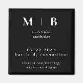 Eenvoudig Gestroomlijnd Monogram B/W Bruiloft Save Magneet (Voorkant)
