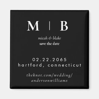 Eenvoudig Gestroomlijnd Monogram B/W Bruiloft Save Magneet
