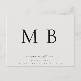 Eenvoudig Gestroomlijnd Monogram Beige Save our Da Aankondigingskaart