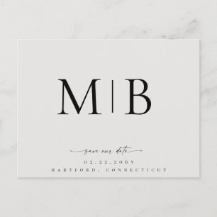 Eenvoudig Gestroomlijnd Monogram Beige Save our Da Aankondigingskaart