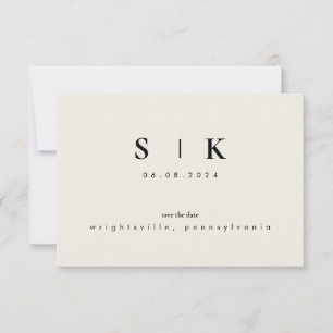 Eenvoudig gestroomlijnd monogram beige Sla datum I