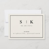 Eenvoudig gestroomlijnd monogram beige Sla datum V (Voorkant)