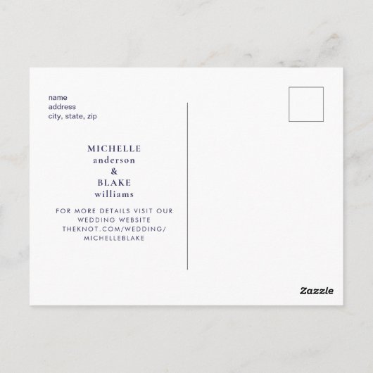 Eenvoudig gestroomlijnde marinemonogrambruiloft be briefkaart (Achterkant)