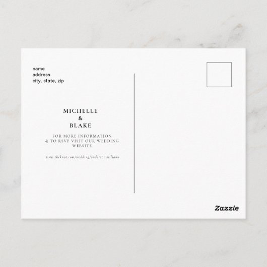 Eenvoudig gestroomlijnde monogram bruiloft bespaar briefkaart (Achterkant)