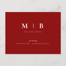 Eenvoudig gestroomlijnde monogram bruiloft bespaar briefkaart