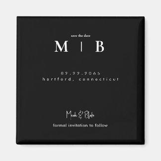 Eenvoudig gestroomlijnde zwarte monogram, bespaar  magneet