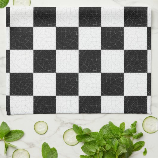 Eenvoudig gestructureerd dambord theedoek (Gevouwen)