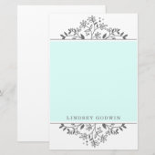 Eenvoudig getekende Floral Blue Briefpapier (Voorkant / Achterkant)