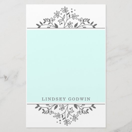 Eenvoudig getekende Floral Blue Briefpapier (Voorkant)