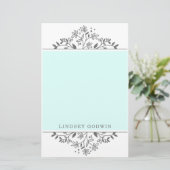 Eenvoudig getekende Floral Blue Briefpapier (Staand voorkant)