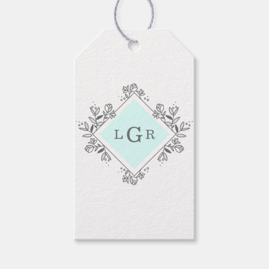 Eenvoudig getekende Floral Blue Cadeaulabel (Voorkant)