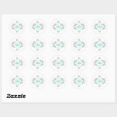 Eenvoudig getekende Floral Blue Ronde Sticker (Vel)