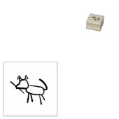 Eenvoudig getrokken stok figuur hond rubberstempel (Gestempeld)
