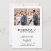 Eenvoudig getrouwd 3 fotoscript bruiloft receptie aankondiging (Achterkant)